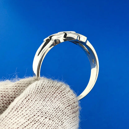 Estate Sterling Silver 925 Openwork Fleur De Lis Statement Size 13 Ring