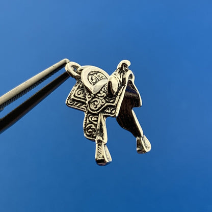 Vintage 925 Sterling Silver Saddle Dressage Horse Cowgirl Bracelet Pendant Charm