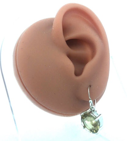 925 Sterling Silver Round Peridot Dangle Hook Earrings