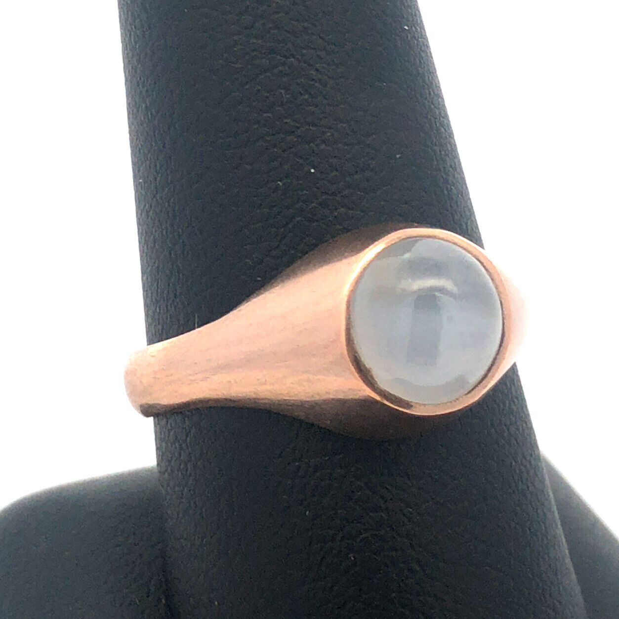 10K Rose Gold Round Moonstone Unisex Dome Ring