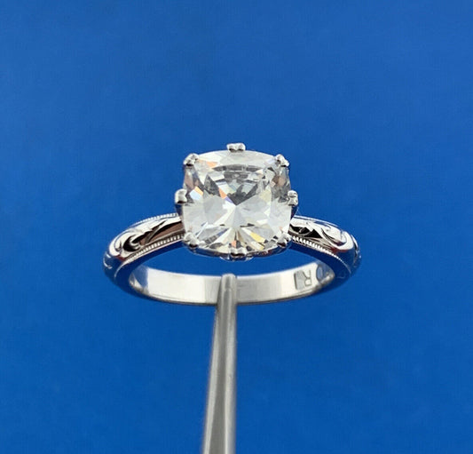 Designer TACORI 925 Sterling Silver Princess Asscher Cubic Zirconia Ring