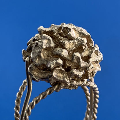 Artisan 925 Sterling Silver Nugget Flower Cluster Statement Dome Size 5.5 Ring