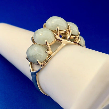Vintage Designer SANUK 14K Yellow Gold Jade Jadeite Waterfall Dome Ring