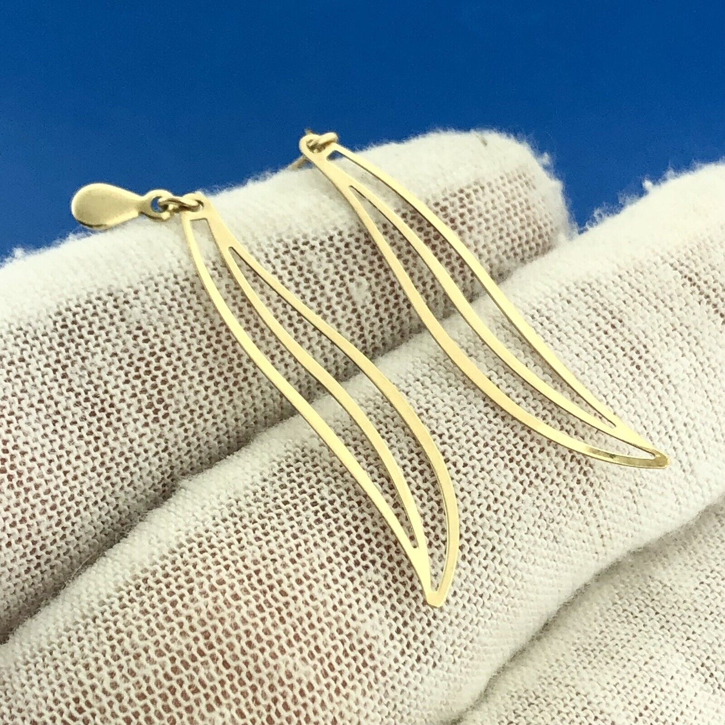 14k Yellow Gold Abstract Drop Earrings