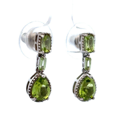 Designer 925 Sterling Silver Peridot Teardrop August Birthstone Dangle Earrings