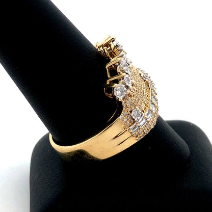 Designer Dadwani 10K Yellow Gold Diamond Pave Crown Statement Ring