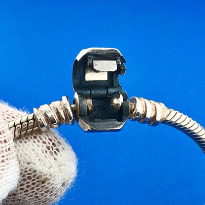 Authentic PANDORA Moments 590702 Sterling Silver Iconic Barrel Charm Bracelet