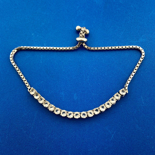 Designer 925 Sterling Silver Cubic Zirconia Adjustable Lariat Tennis Bracelet