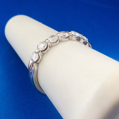 Stunning 14K White Gold Seven Diamond Anniversary Eternity Band Ring