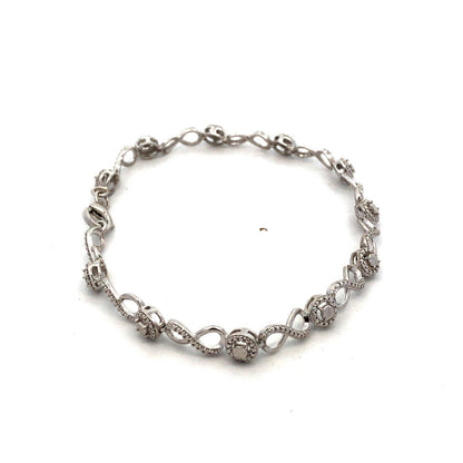 Designer JWBR 925 Sterling Silver Textured Infinity Anniversary Tennis Bracelet