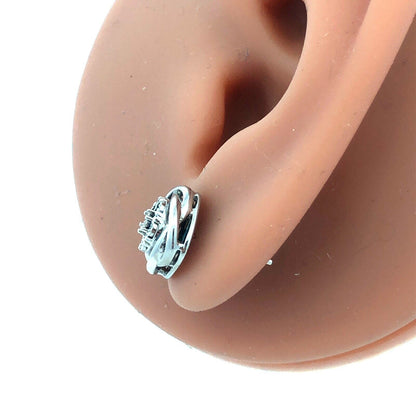 Designer 925 Sterling Silver Round Diamond Cluster Flower Stud Earrings