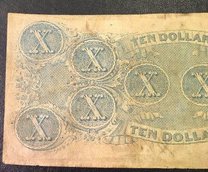 1863 $10 Ten Confederate States of America April 6 Richmond Civil War Era Note