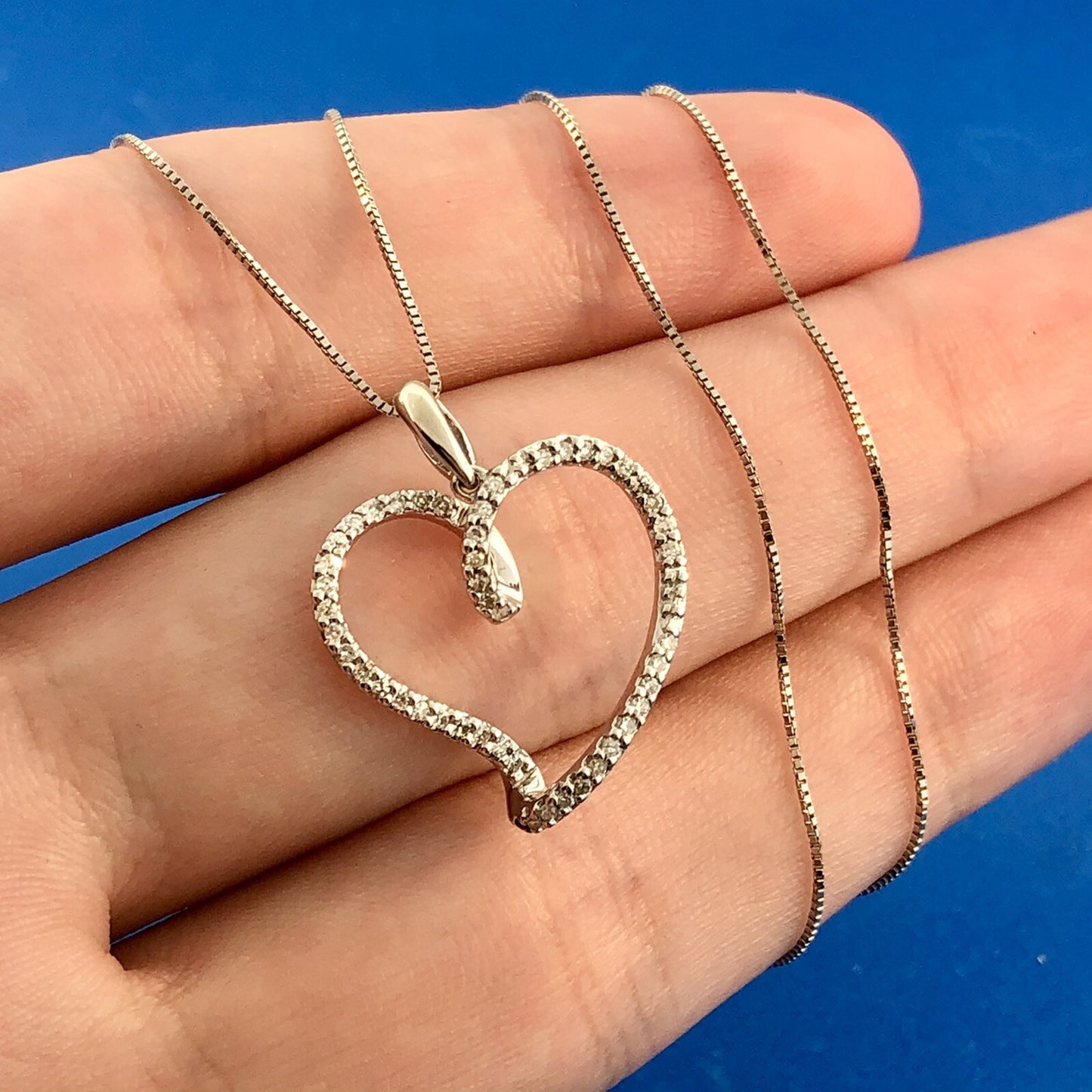 Designer 14K White Gold Diamond Infinity Heart Sweetheart Anniversary Necklace