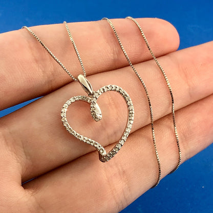 Designer 14K White Gold Diamond Infinity Heart Sweetheart Anniversary Necklace