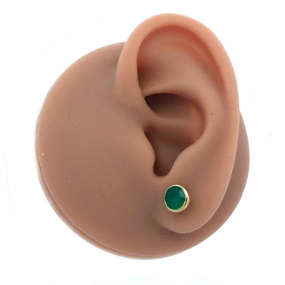 Designer 925 Sterling Silver Gold Vermeil Round Green Tourmaline Stud Earrings