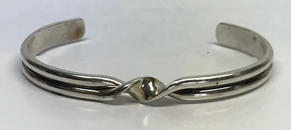 Vintage Sterling Silver 925 Modernist Twist Open Cuff Bracelet