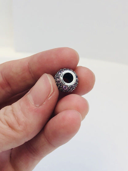 Authentic Pandora Light Pink Pave Lights Sterling Silver Bead Charm 791051PCZ