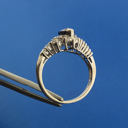 925 Sterling Silver Blue Spinel White Topaz Statement Anniversary Ring