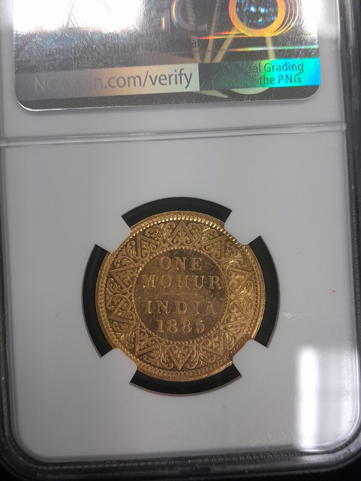 1885 C British India Mohur S & W - 6.13 NGC MS62 Gold Coin