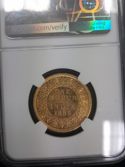 1885 C British India Mohur S & W - 6.13 NGC MS62 Gold Coin