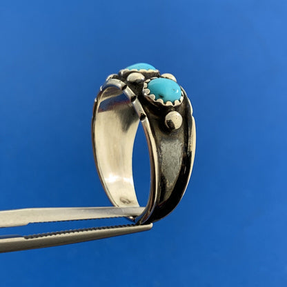 Native American 925 Sterling Silver Turquoise Band Ring