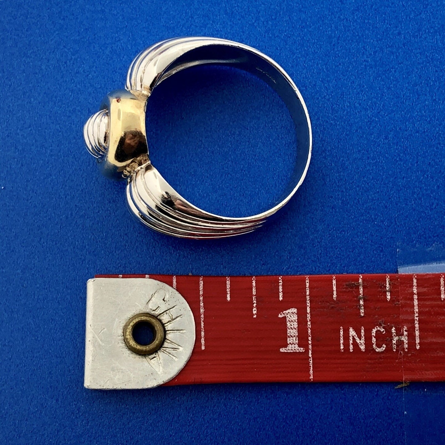 Vintage CNA Sterling Silver 925 Two Toned Modernist Ribbed Knot Cigar Band Ring