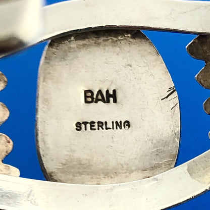 Designer BAH Sterling Silver 925 Cabochon Coral Native American 6" Cuff Bracelet