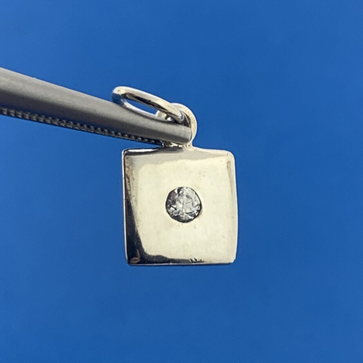 Designer SE Sterling Silver 925 Round Cut Sparkling CZ Square Dangle Pendant