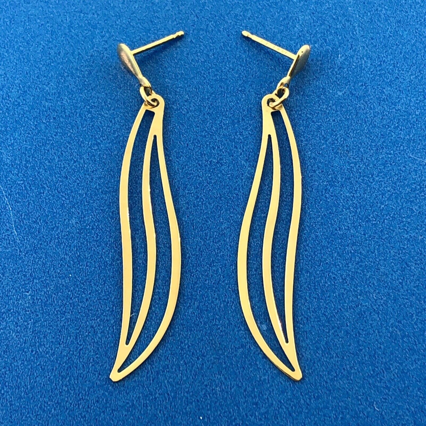 14k Yellow Gold Abstract Drop Earrings