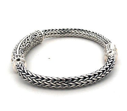 Effy Artisan BH 925 Sterling Silver 18K Gold Dot Scroll Balinese Chain Bracelet