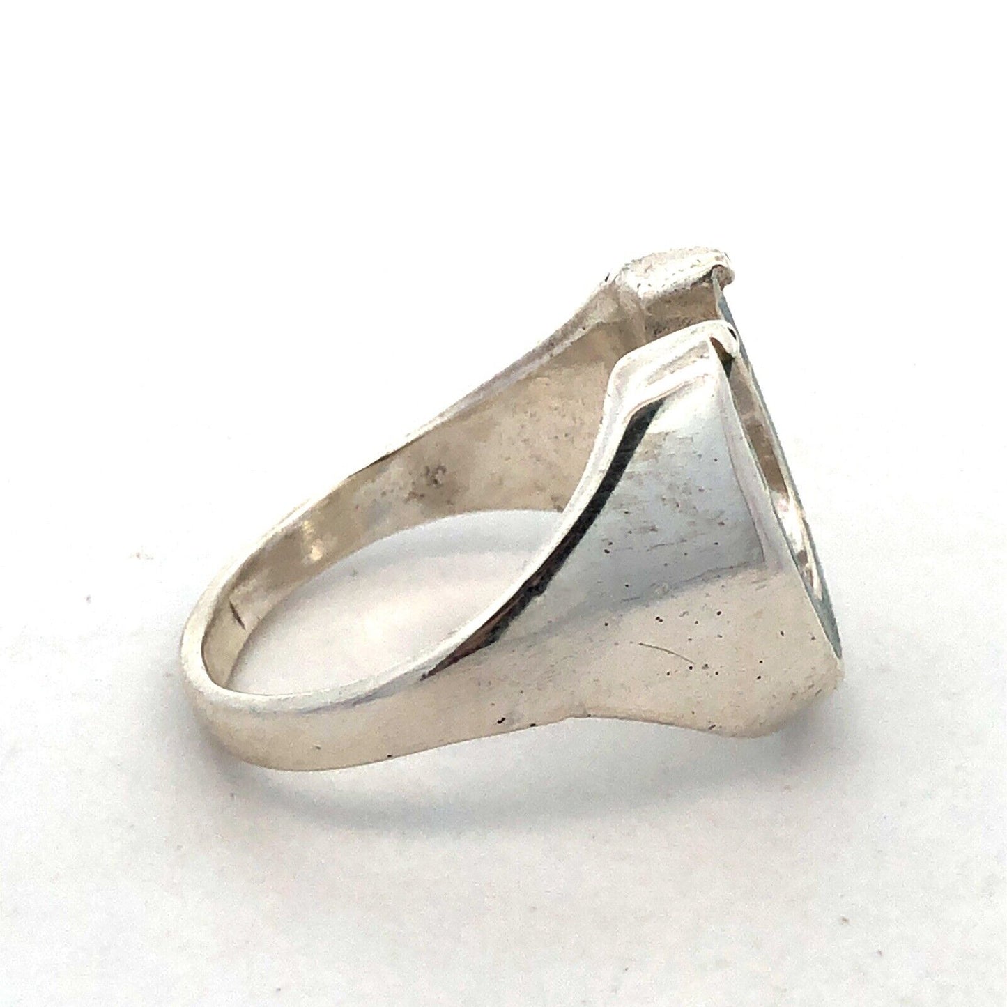 Vintage 925 Sterling Silver Turquoise Inlay Horseshoe Statement Unisex Ring