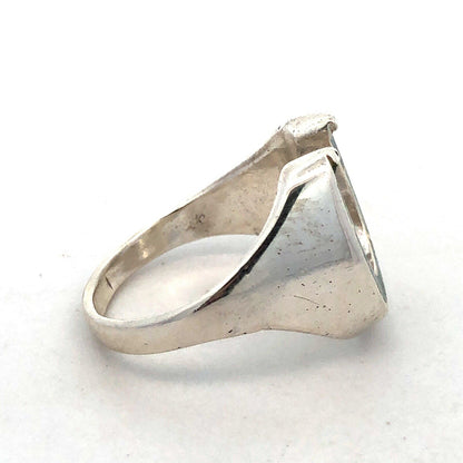 Vintage 925 Sterling Silver Turquoise Inlay Horseshoe Statement Unisex Ring