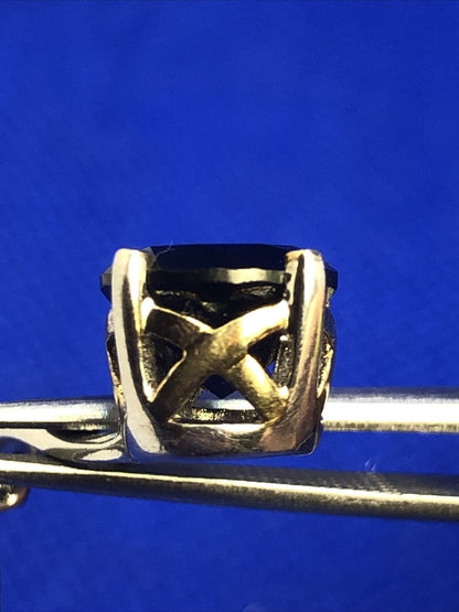 Designer RCJ 925 Sterling Silver Round Black Onyx Drop Stud Earrings