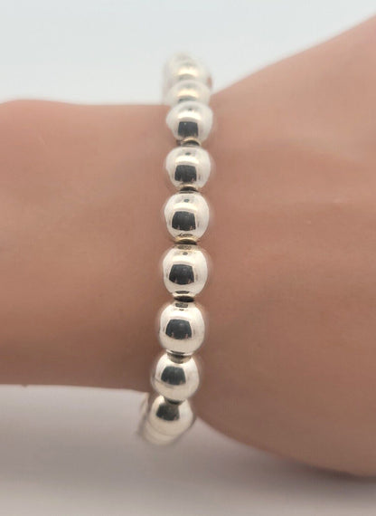 Designer Milor Italy 925 Sterling Silver Ball Bead Link Magnetic Clasp Bracelet