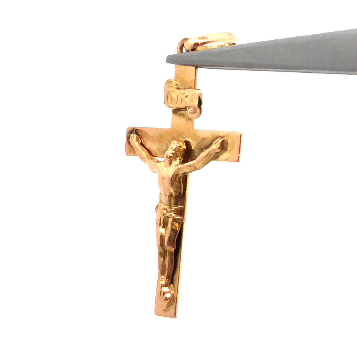 Designer 18K Yellow Gold Cross Crucifix Catholic Pendant