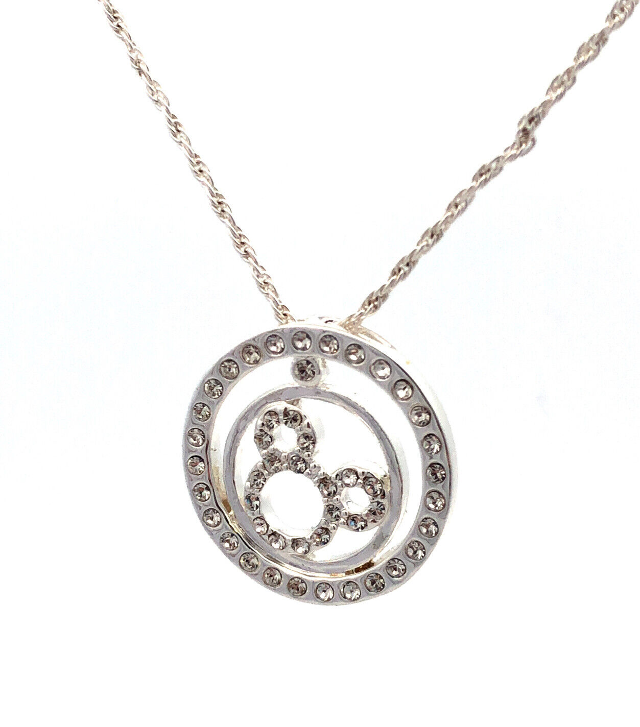 Authentic Disney Parks Silver Tone Cubic Zirconia CZ Mickey Infinity Necklace