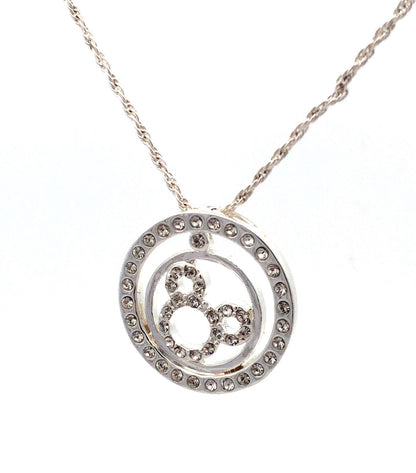 Authentic Disney Parks Silver Tone Cubic Zirconia CZ Mickey Infinity Necklace
