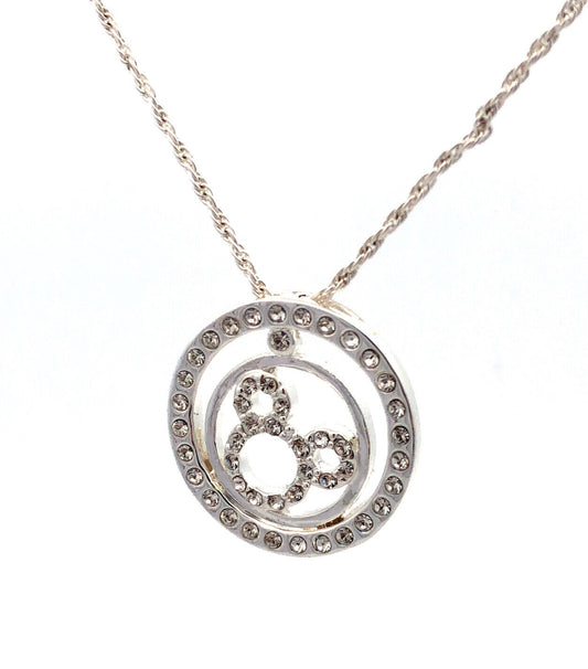Authentic Disney Parks Silver Tone Cubic Zirconia CZ Mickey Infinity Necklace