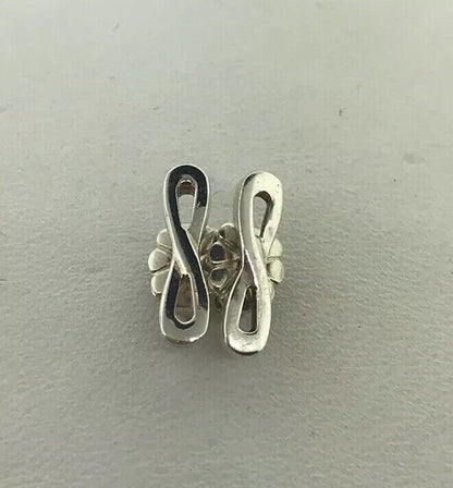 Designer 925 Sterling Silver Infinity Ribbon Figure Eight Stud Earrings