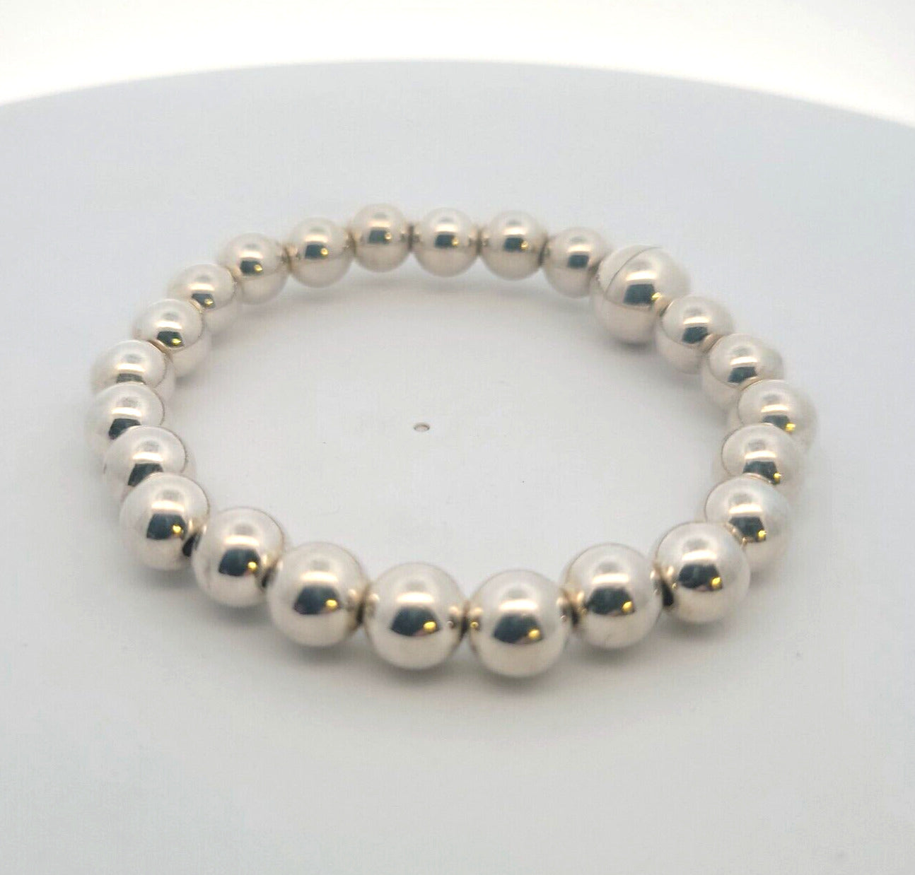 Designer Milor Italy 925 Sterling Silver Ball Bead Link Magnetic Clasp Bracelet