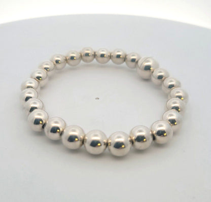 Designer Milor Italy 925 Sterling Silver Ball Bead Link Magnetic Clasp Bracelet