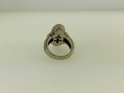 Judith Ripka JR Sterling Silver 925 Diamonique CZ Oval Textured Statement Ring