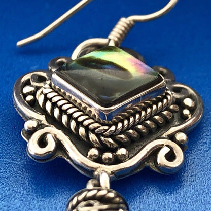 BA Suarti Sterling Silver 925 Abalone Aventurine Statement Drop Dangle Earrings