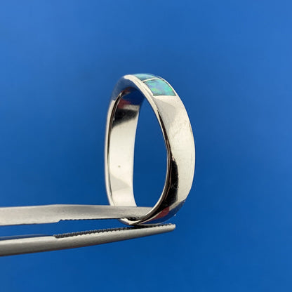 Designer 925 Sterling Silver Opal Inlay Stackable Band Ring