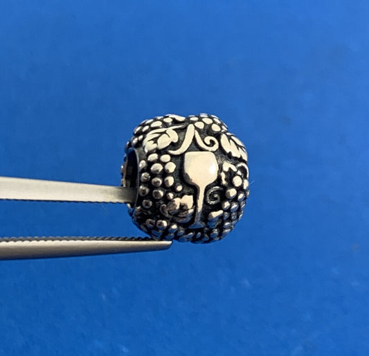 PANDORA 925 Sterling Silver Retired Vineyard Wine & Grapes Slide Charm 791222