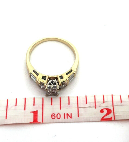 Vintage 14K Yellow Gold Princess Diamond Quad Top Accent Engagement Ring