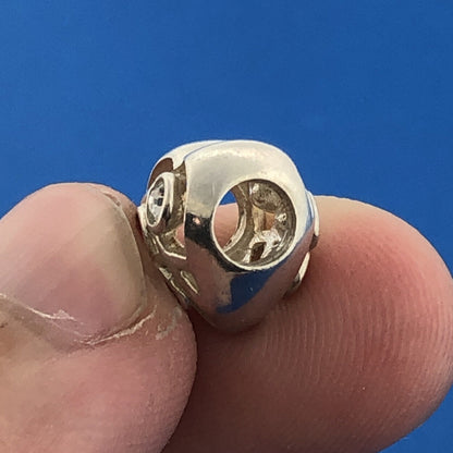 Designer Chamilia Sterling Silver Heart Pink White Cubic Zirconia Bracelet Charm