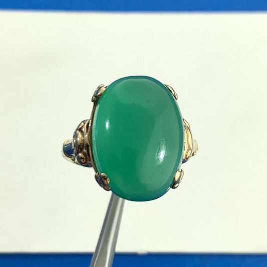 Designer Oval Green Tourmaline 10K Yellow Gold Statement Cocktail Ring