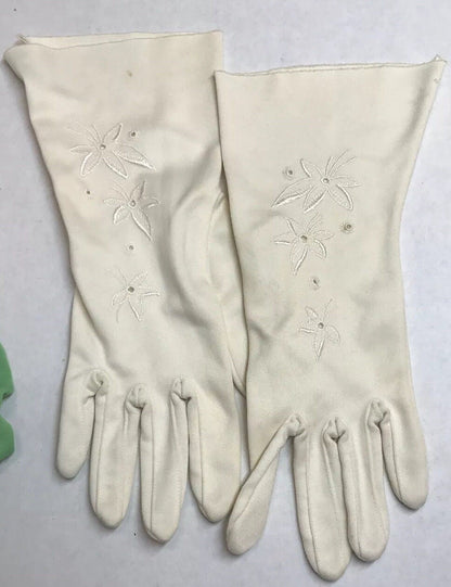 Vintage 11 Item Lot 6 Pair Tea Evening Wedding Party Gloves 4 Bold Scarves