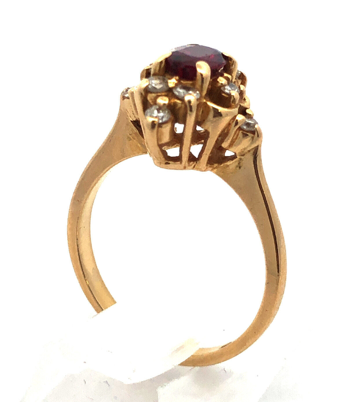 Designer 18K Yellow Gold Ruby Diamond July Anniversary Birthday Ring